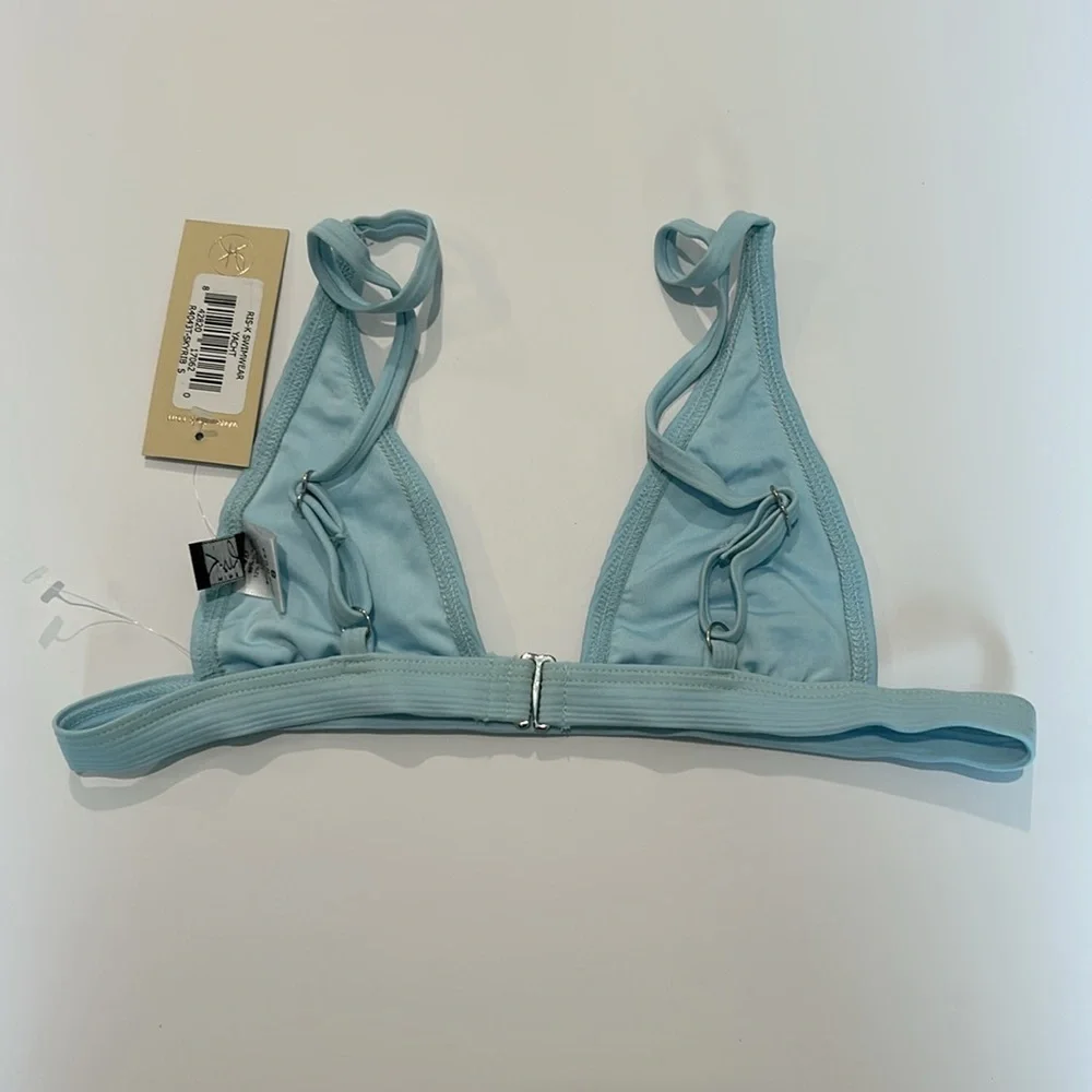 Ris-k Dippin' Daisy's Yacht Skyrib bikini swim top baby blue size S new